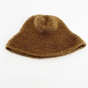 Vintage Wooden Ships Knitted Bucket Hat Brown